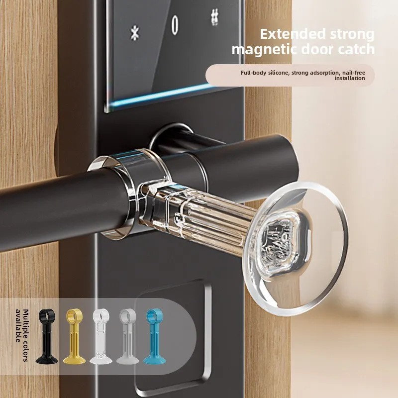 No Drill Door Stopper Silicone Door Bumper Protector, Punch Free Door Handle Anti-collision Cushion for Bathroom Toilet Door