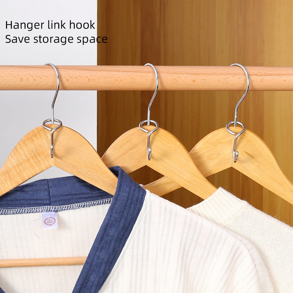 2/10 Stück Edelstahl-Kleiderbügel-Verbinderhaken, Verlängerungsgestell, Mini-Kleideraufbewahrungshaken, Kleiderschrank-Organizer-Bügel – Detail 3