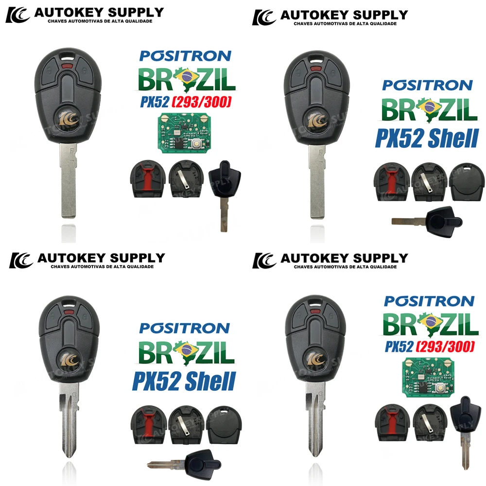 AutokeySupply  (PX52) Remote Key Alarm System Double Program PX32 290 EX300 330 360 For Brazil Positron Flex