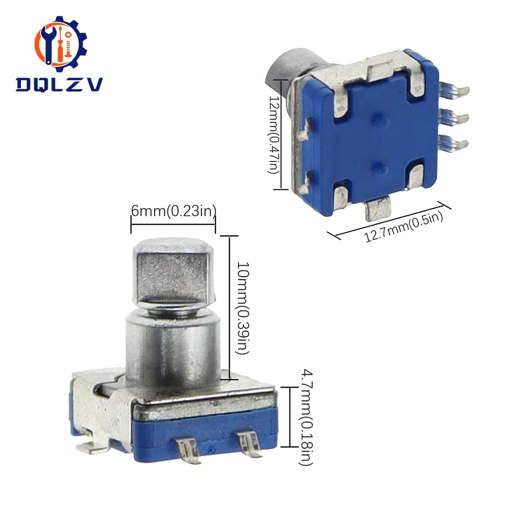 5PCS EC11 5Pin SMD Type Rotary Encoder Switch With Push Button Switch 30 Position Handle Length 10mm Half Shaft