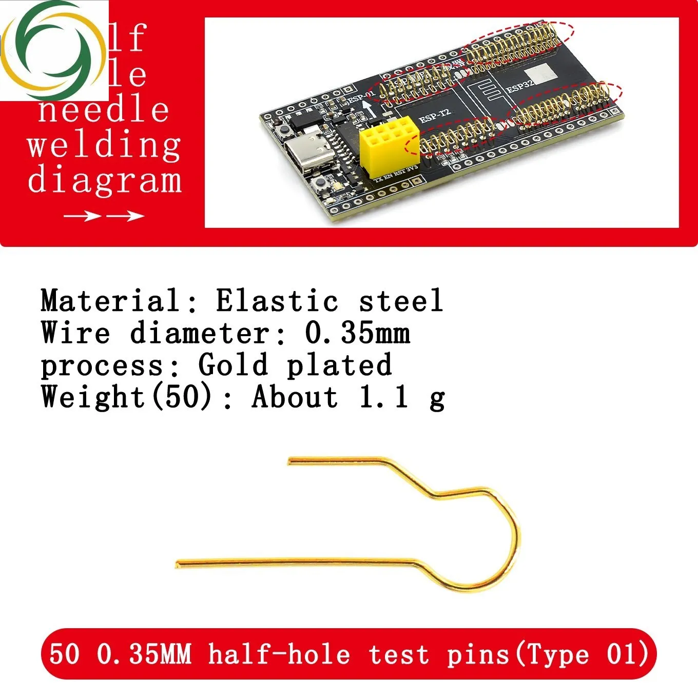 테스트 랙 모듈 버너 프로브 금속 핀, ESP-07/07S ESP-12E/12F, ESP8266