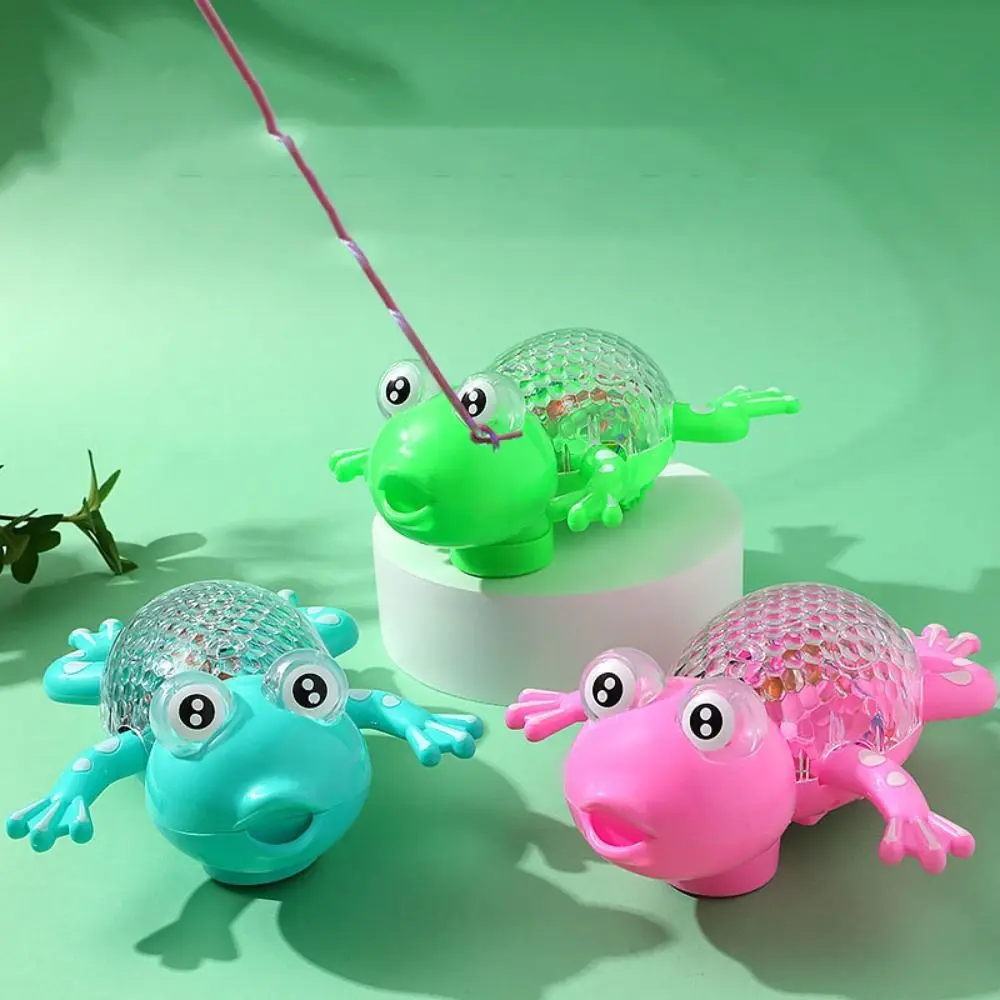 Electric Crawling Little Frog Toys Pull Rope Cartoon Light-emitting With Music Electric Doll Plastics Crawling Little Frog