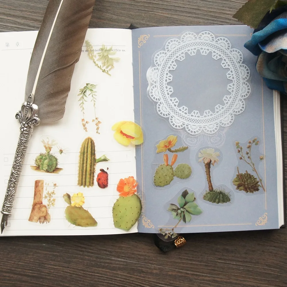 

28pcs Cactus Tropical Plant Style PVC Sticker Scrapbooking DIY Gift Packing Label Decoration Tag