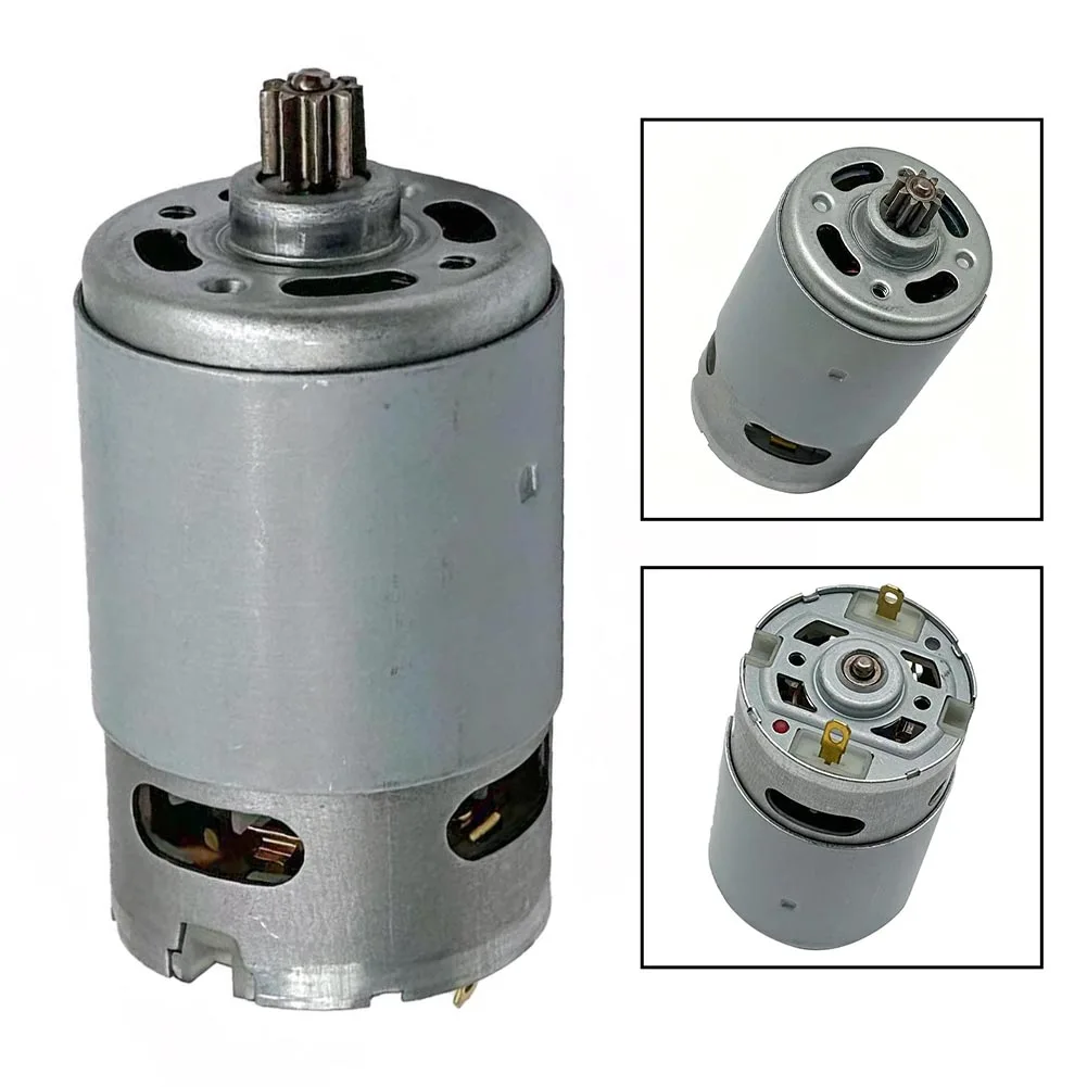 14.4V RS550 9 Teeth Motor For Cordless Drill And Car Wash Machine Replacement Power Tool Parts Silver Metal Compact Design