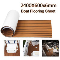 2400x600x6mm Self-Adhesive EVA Foam Faux Teak Decking Sheet Marine Flooring Boat Decking Sheet Brown Black Striped Pad Mat