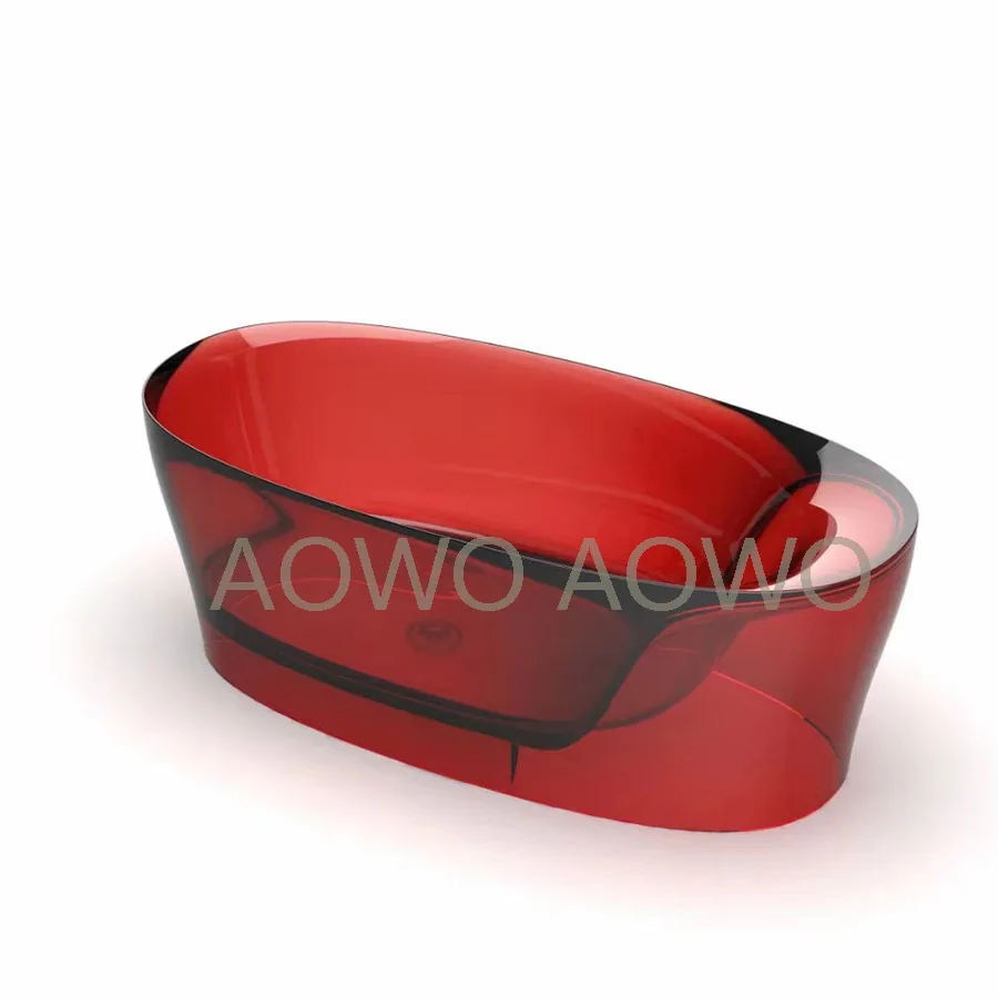 Couple Hotel Bath Shower Transparent Resin Bathtub Natural Resin Solid Stone Bathtub Hot Tub