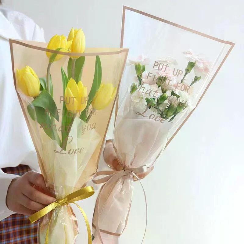 20/30/50Pcs Colorful Flower Wrappers Transparent Bag For Bouquet Flower Wrapper Waterproof DIY Gift Flower Decoration
