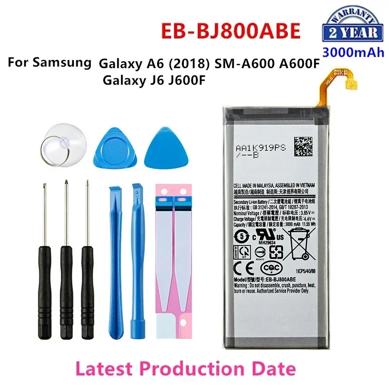 

Brand New EB-BJ800ABE 3000mAh Battery For Samsung Galaxy A6 (2018) SM-A600 A600F Galaxy J6 J600F Mobile Phone +Tools