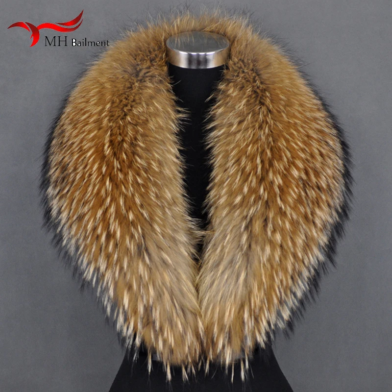 Real Raccoon Fur Scarves Woman 100% Pure Natural Raccoon Fur Collar Warm Winter Scarves Red Fox Fur Collar M8