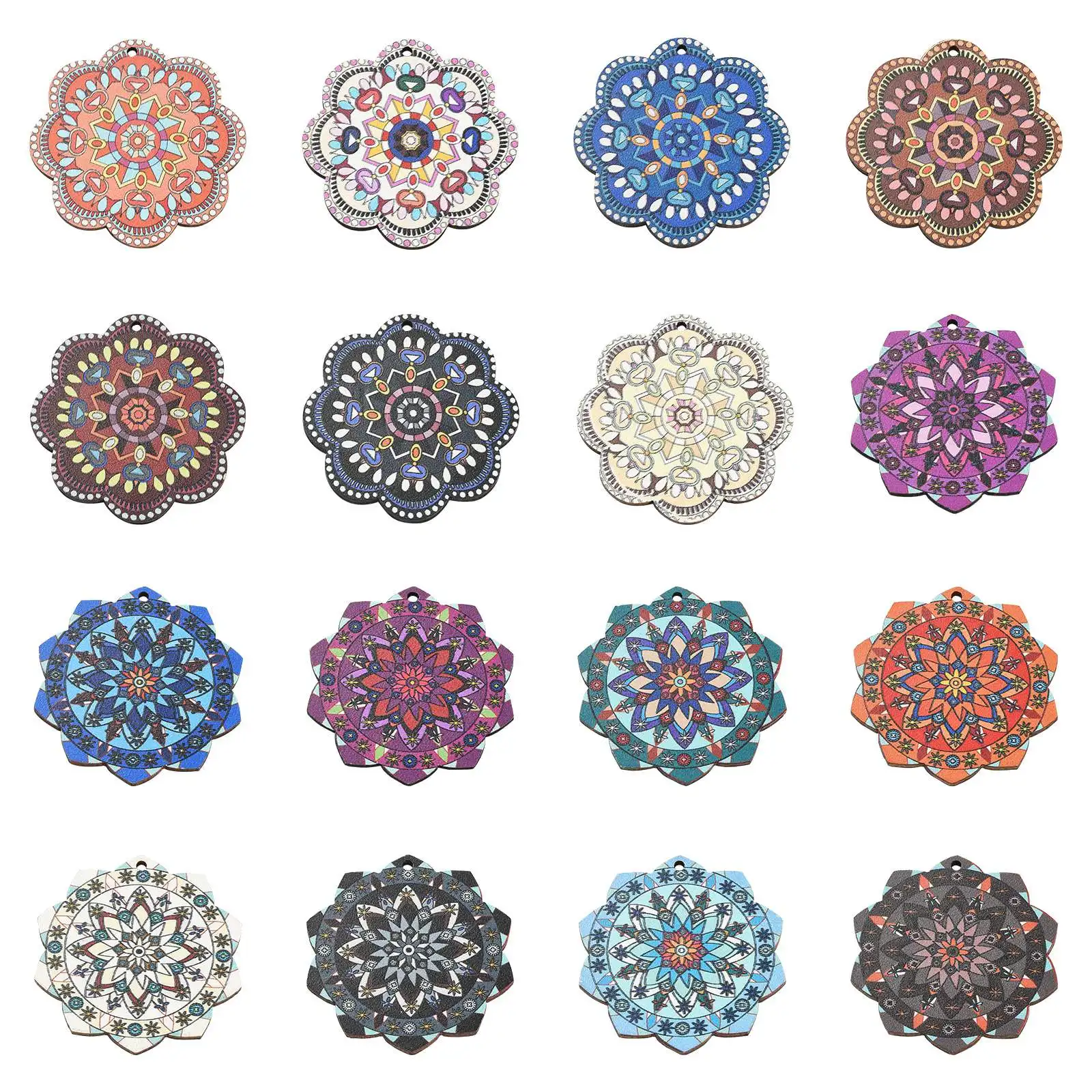 

Pandahall 32Pcs Mixed Styles Boho Theme Wooden Earring Charms Big Wood Flower Floral Dangle Pendants for Earrings Jewelry Making