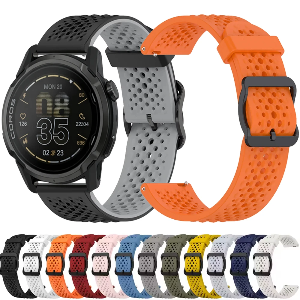 20mm 22mm Silicone Strap for COROS APEX 4 42mm/APEX 2/2 Pro Sports breathable replacement wristband for COROS PACE Pro/3/2 Band
