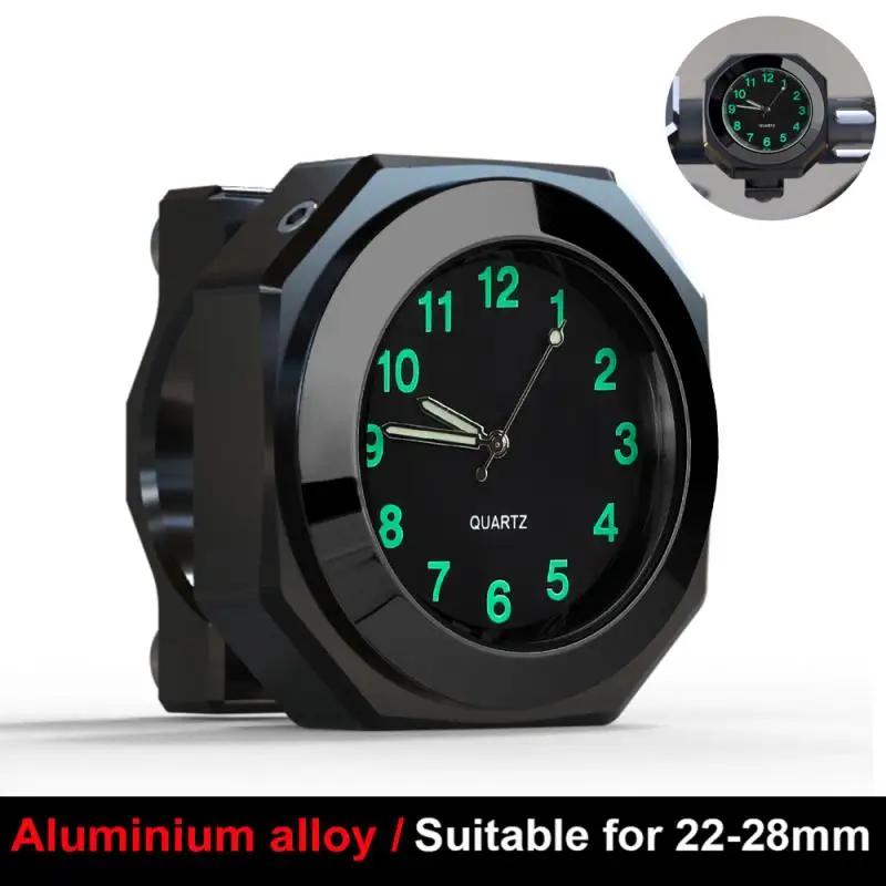 Aluminum Motorcycle Clock Waterproof Mount Quartz Clock Watch Luminous Clock For 22-28mm Handlebar Styling Car Accessories