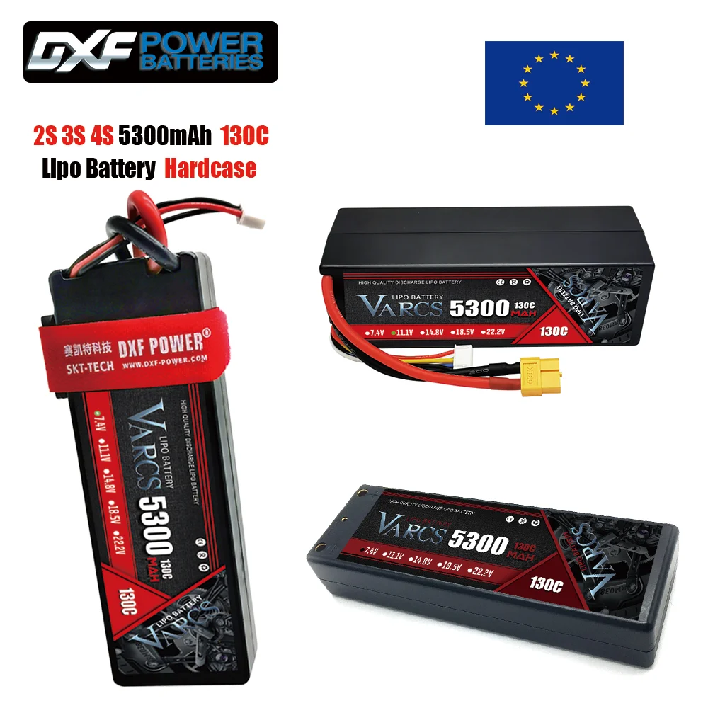 VARCS 2S 3S 4S Lipo Battery 5300mAh 130C with XT60 EC5 TRX T/DEANS XT90 XT150 Plug HardCase For 1/8 Buggy RC Car Boat Airplane