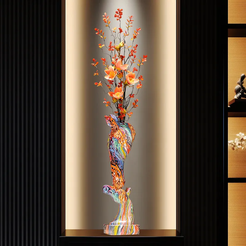 

Abstract Horse Vertical Flower Vase,Entrance Foyer Niche Decoration,Living Room TV Cabinet Sculpture Decoration,Handicrafts Gift