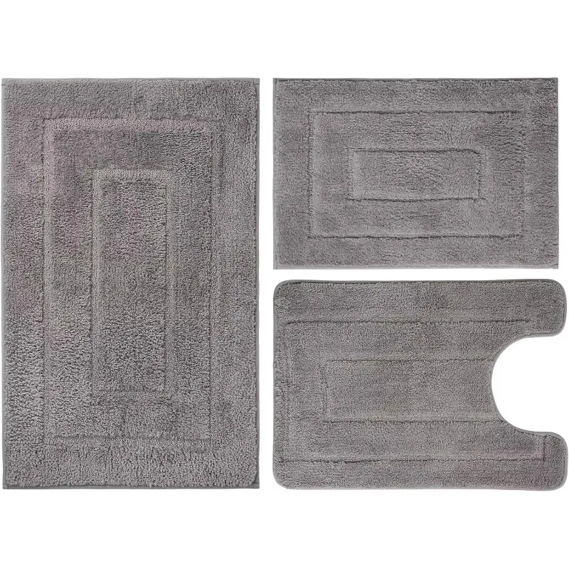 

Наборы ковриков для ванной комнаты, 3 предмета, U-образный коврик для унитаза размером 20 x 28 дюймов, ультра впитывающий и супермягкий на ощупь, нескользящий, плюш из микрофибры.