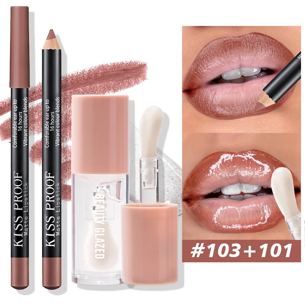 2 pezzi/set matita per labbra + olio per labbra rossetto in velluto opaco - Set combinato labbra impermeabile a lunga durata Tutorial per il trucco Cosmetici