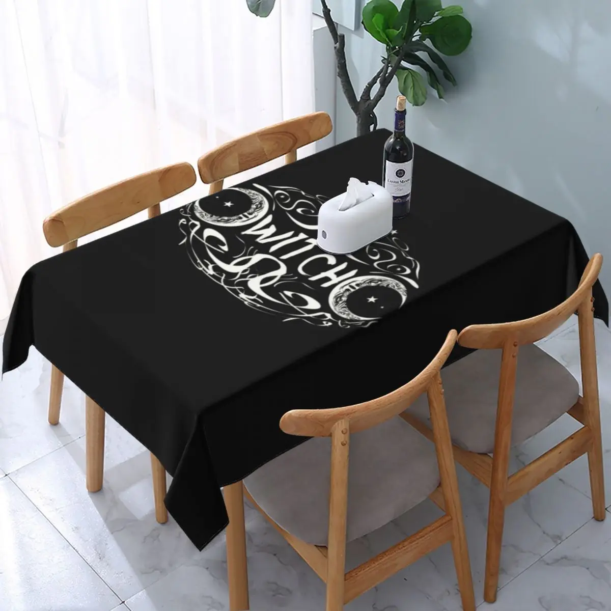 Rectangular Fitted Witch Tripple Moon Table Cloth Oilproof Tablecloth 40