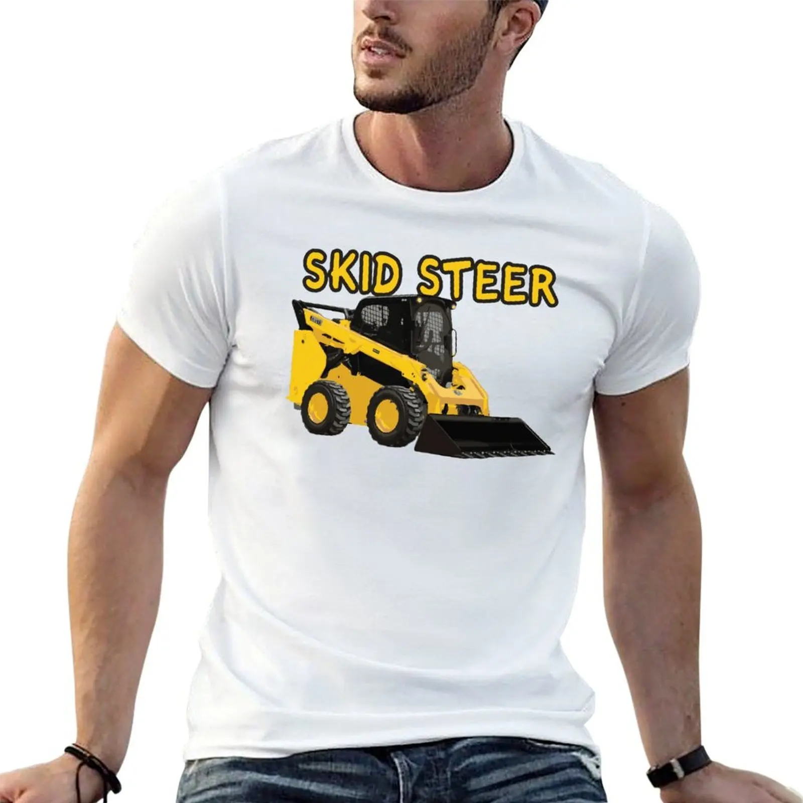 Футболка SKID STEER, мужская футболка из 100% хлопка, белая, для мужчин, в упаковке, мужские футболки G-man