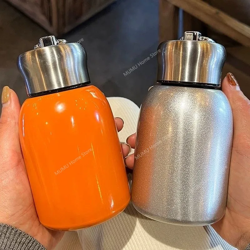 Frasco de vacío de acero inoxidable de 300ML con anillo de elevación, Mini termo, taza aislada para coche, botella de agua portátil para viaje, taza de café