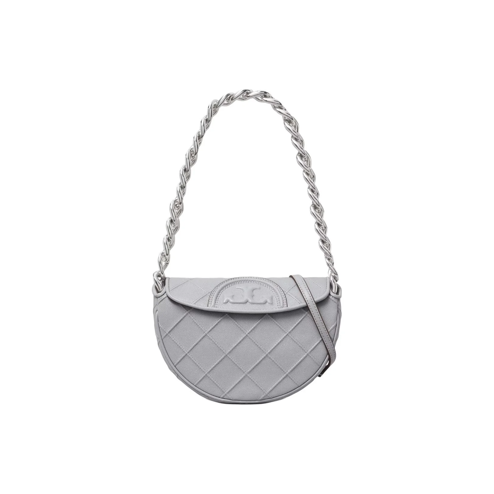 Bolsa de Mão Tory Burch Fleming em Couro de Bezerro, Bolsa de Ombro, Bolsa Transversal Mini Feminina Azul Roxo