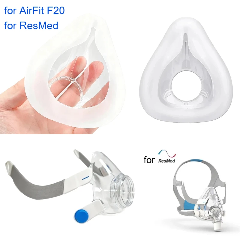 

1pcs-Airfit F20 Silicone Replacement Cushions, Compatible with Res'med Face Masks, Full Face Mask Covering Mouth and Nose, Soft