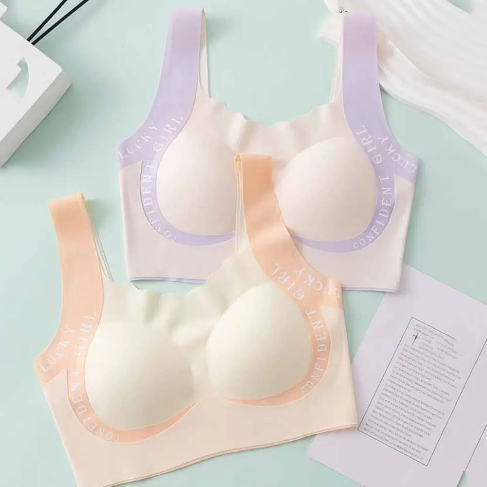 

Thin Letter Girls Wireless Bra Sweet Seamless Teens Push Up Bra Lingerie Soft Support Underwear Women Students