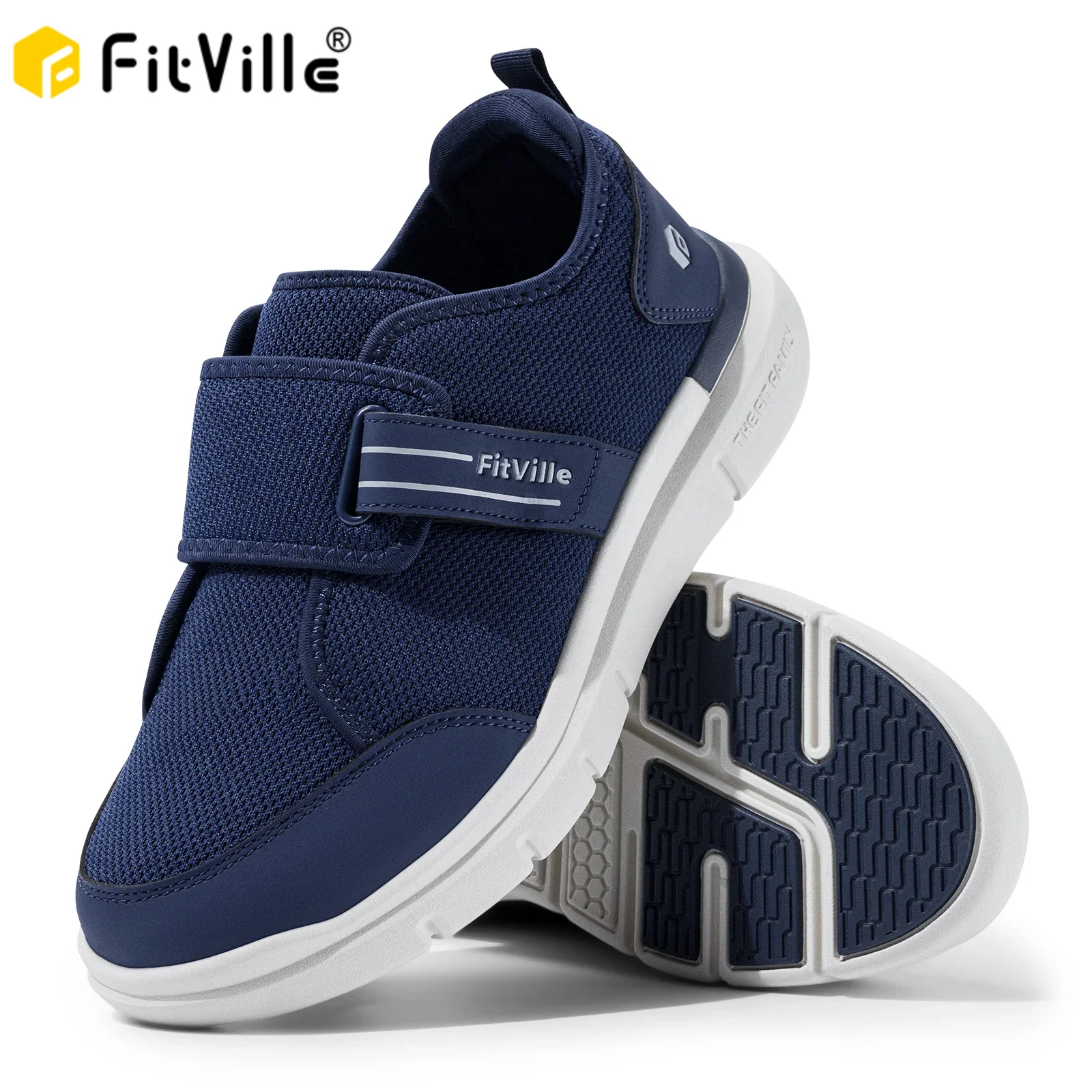 

FitVille Diabetic Shoes for Men Extra Wide, Hook and Loop Walking Shoes for Elderly for Swollen Feet Foot Pain Relief Neuropathy