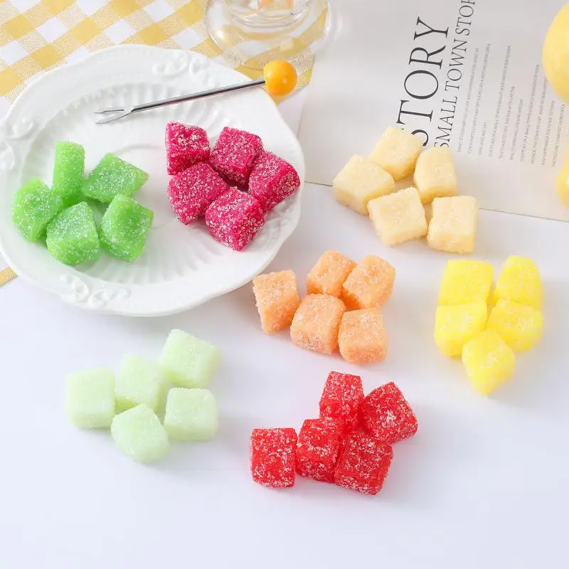 Rodajas de Frutas Artificiales, Modelo de Caramelos Falsos, Manzana, Mango, Sandía, Adorno para Ensaladas, Muestra Decorativa para Fiestas, 10 Piezas/Lote