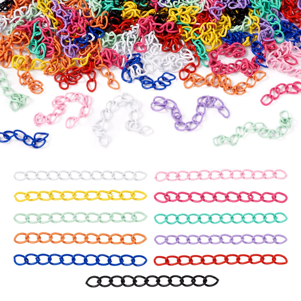 

110Pcs Spray Paint Iron Curb Chain Extender End Chains Extended Chains Tail Extender for Jewelry Making Mixed Color 45~55mm