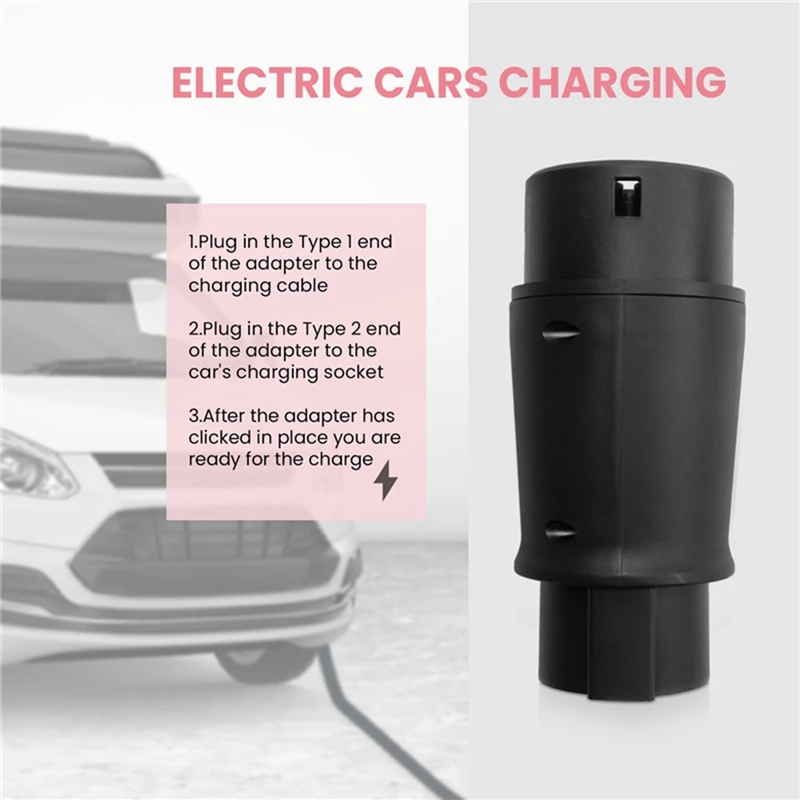 EVSE J1772 Adaptor Type 1 To Type 2 Socket Electric Vehicle Car EV Charger Connector IEC62196-2 Adapter For Cars Vehicle