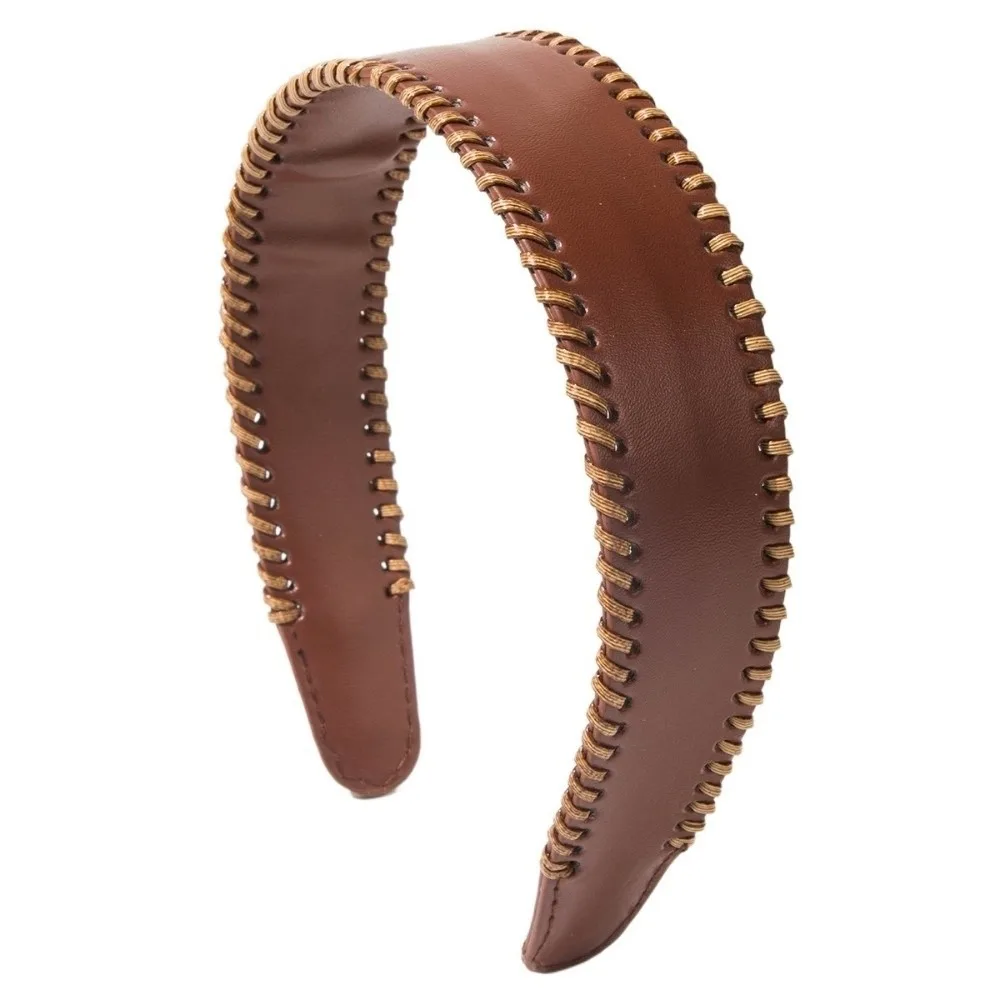 

Sweet Solid Color Leather Headband Korean Style Headwear Women Hair Hoop Non-Slip Coffee Wide Edge Hairband Daily