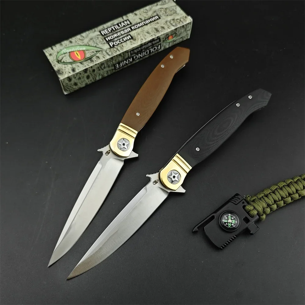 NEW Russian Reptilian Safety Pocket Folding Knife 440c Blade G10 Handles Outdoor Utility Camping Hunting EDC Tools