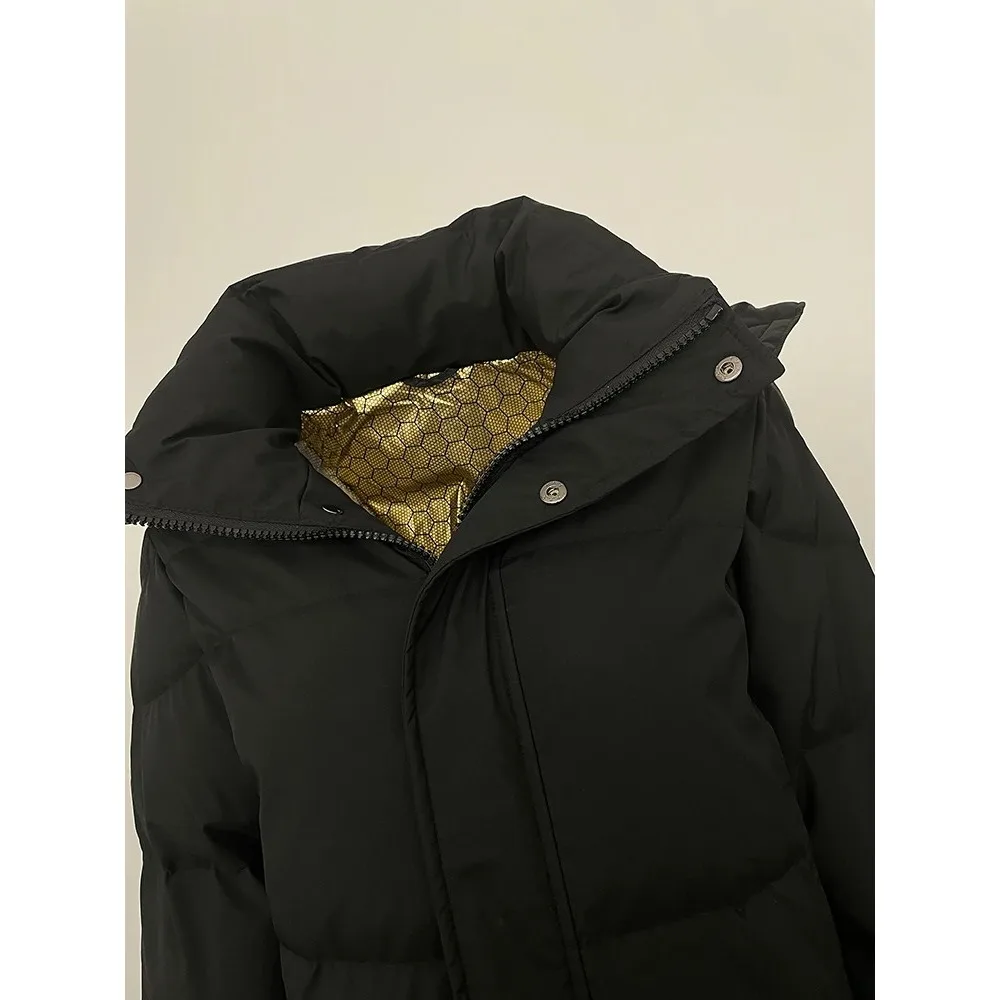 2024 Autumn and Winter Classic Down Jacket for Women Over The Knee 90% White Down Jacket Black Gold Thick Warm Casual Coat