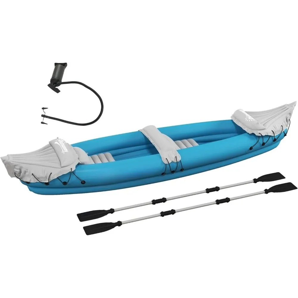 

K2 Kayak, 2 Person Inflatable Kayak, Includes Paddles, Aluminum Oars, Repair Kit, Portable Tandem Blow Up Boat, Blue