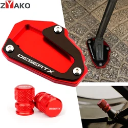 For Ducati DesertX 2024 Desert X 2023 2022 CNC Motorcycle Side Stand Enlarge Kickstand Support Plate and Tire Valve Air Caps
