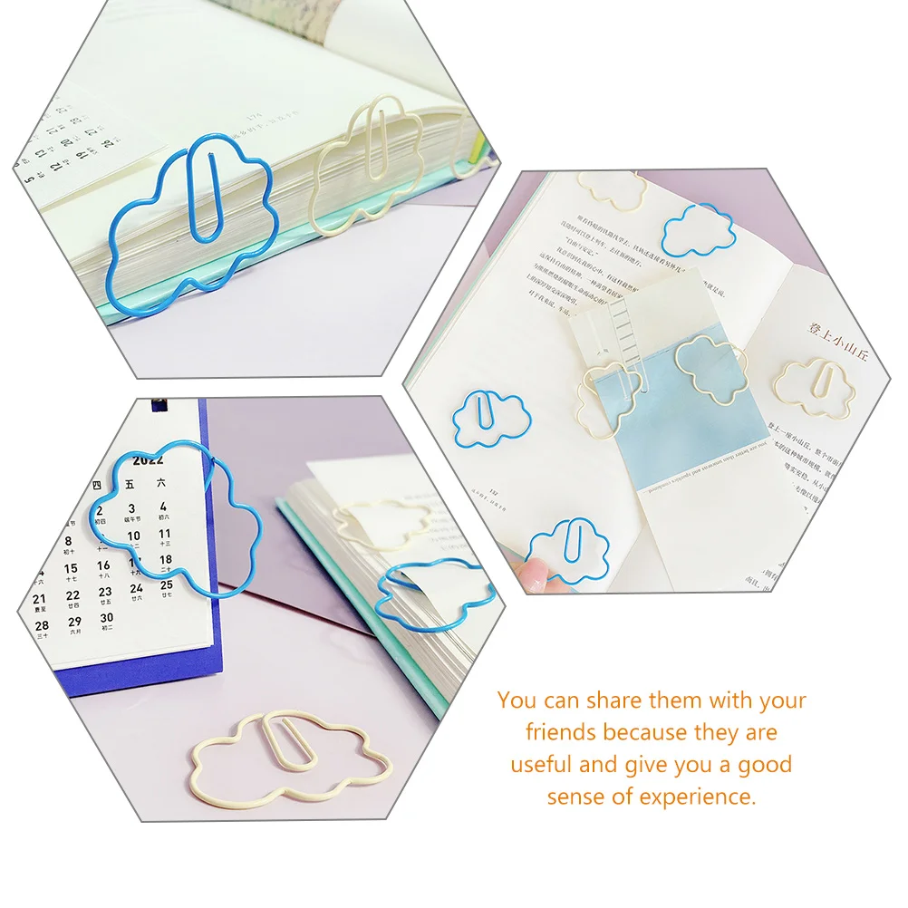 

30 Pcs Cartoon Bookmark Clips PVC Cloud Shaped Paper Clips Office Supplies File Folder Practical School Use