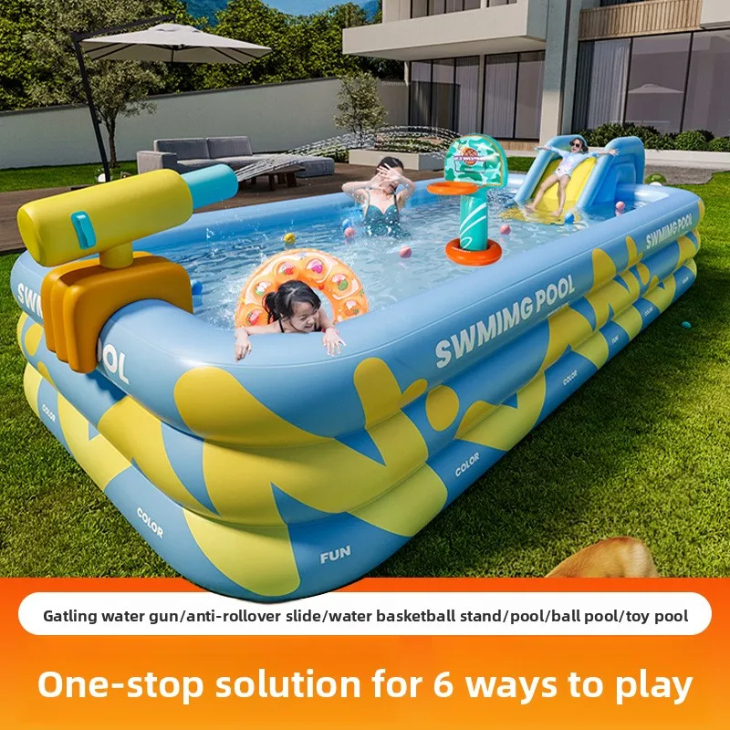 Inflatable swimming pool, thickened, household bracket pool, outdoor folding pool, inflatable sand pool