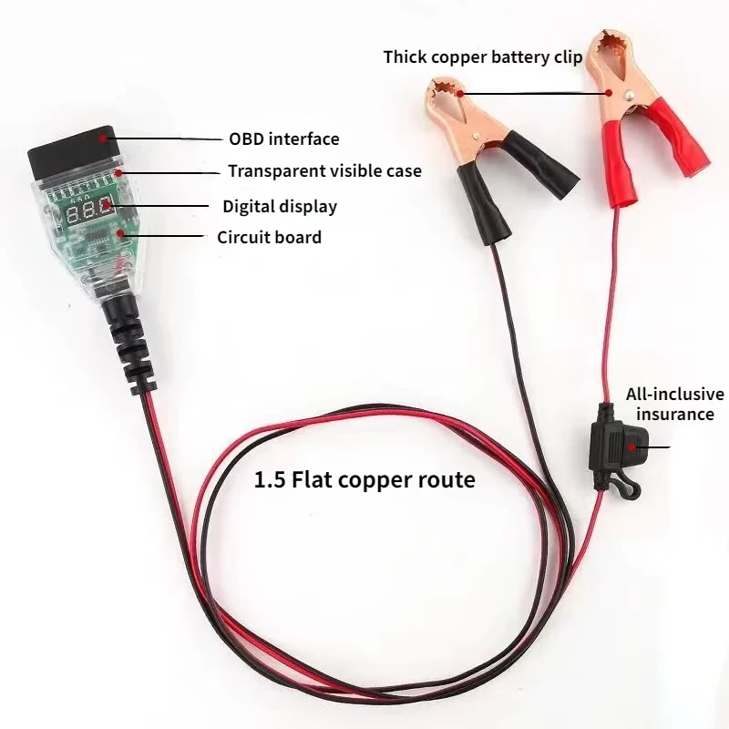 Herramienta Universal de reemplazo de batería automotriz OBD2, ordenador de coche, ahorro de memoria de apagado ECU, Cable de fuente de alimentación de emergencia ECU automático