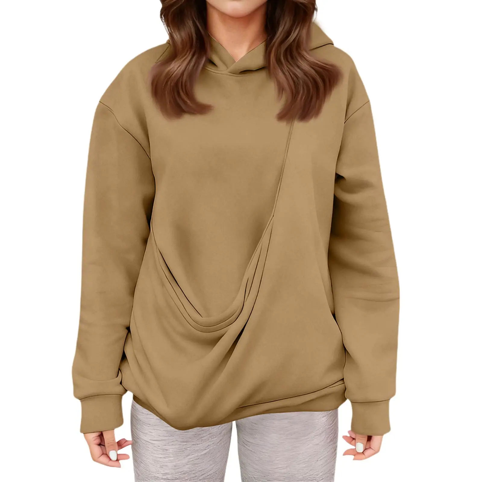 قمم للنساء أزياء نسائية يومية غير رسمية بقلنسوة وأكمام طويلة ملابس نسائية Ropa De Invierno Mujer