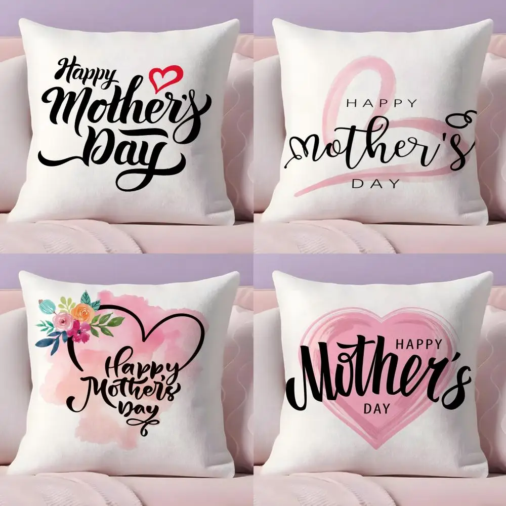 

Mother's Day Cushion Cover Plush Fabric Soft Double-Sided Printed Sofa Warm Winter Home Gift Pillow Case