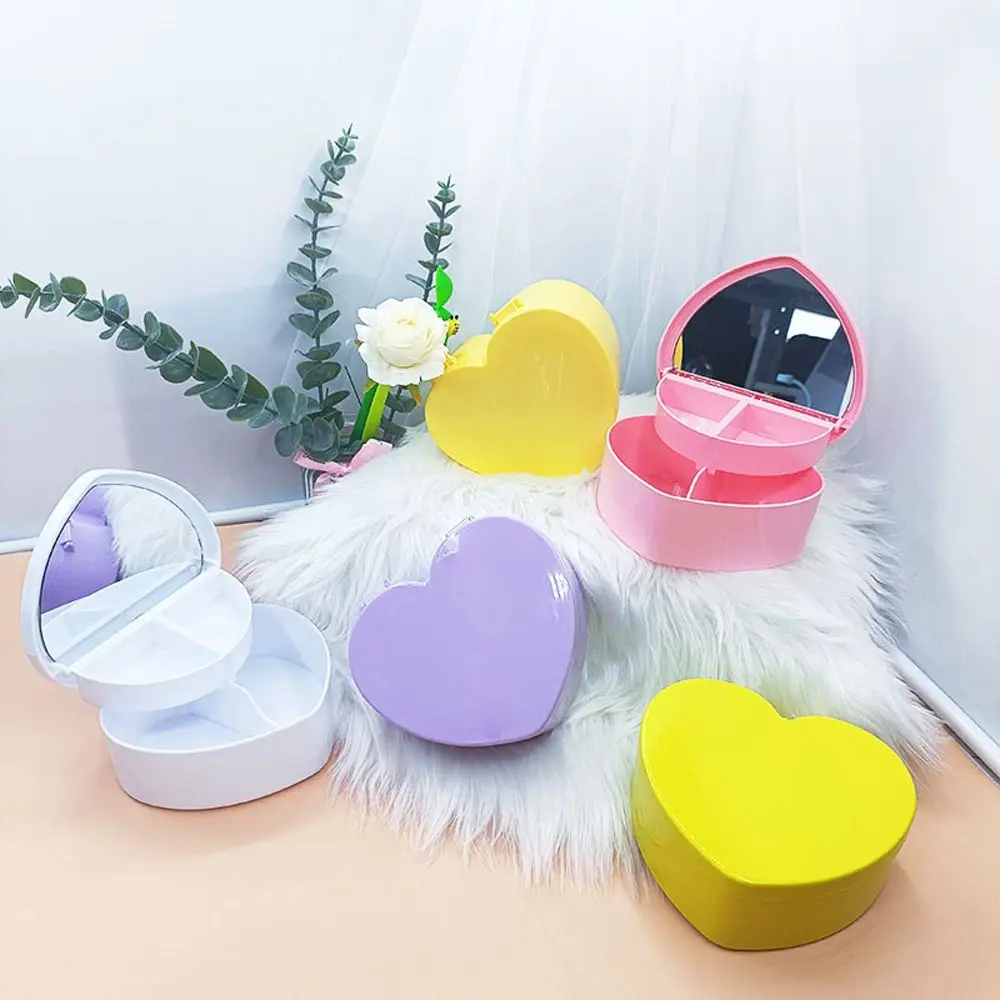 Trinket Storage Organizer Case Sundries Container Girls Makeup Storage Box Desktop Cosmetic Organizer Heart-shaped Jewelry  Box