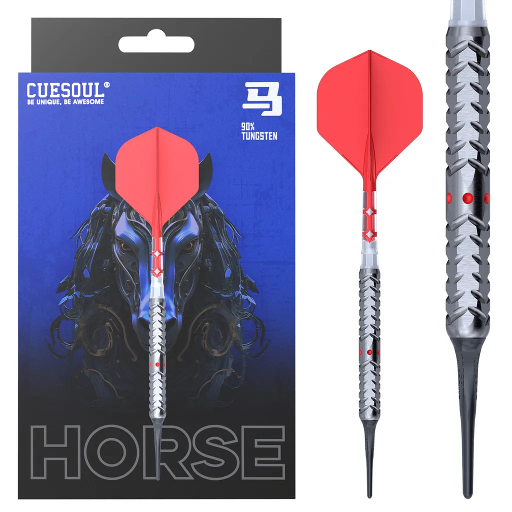 

CUESOUL Chinese Zodiac ‘HORSE’18g Soft Tip 90% Tungsten Dart Set with Integrated ROST T19 Flight