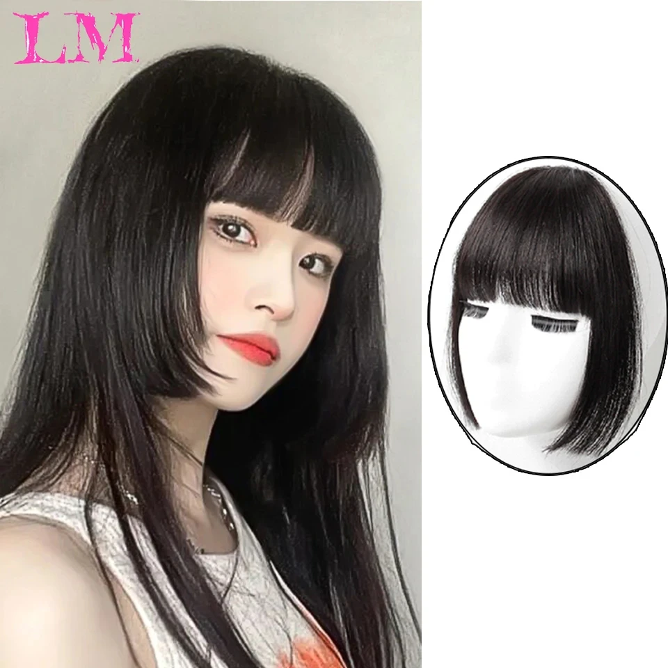 

LM синтетические женские волосы, прямая челка принцессы, натуральные искусственные накладные заколки для волос, шиньоны для черного термостойкого волокна