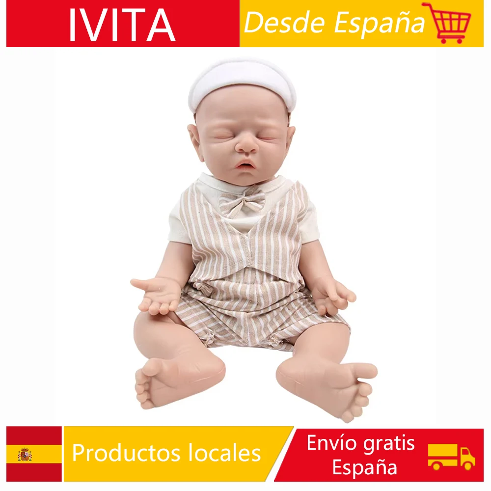 IVITA Versand aus Spanien: 100% Vollsilikon Reborn-Babypuppen, Lebensecht Bemalte Realistische Neugeborenen-Babypuppen Spielzeug – Detail 11