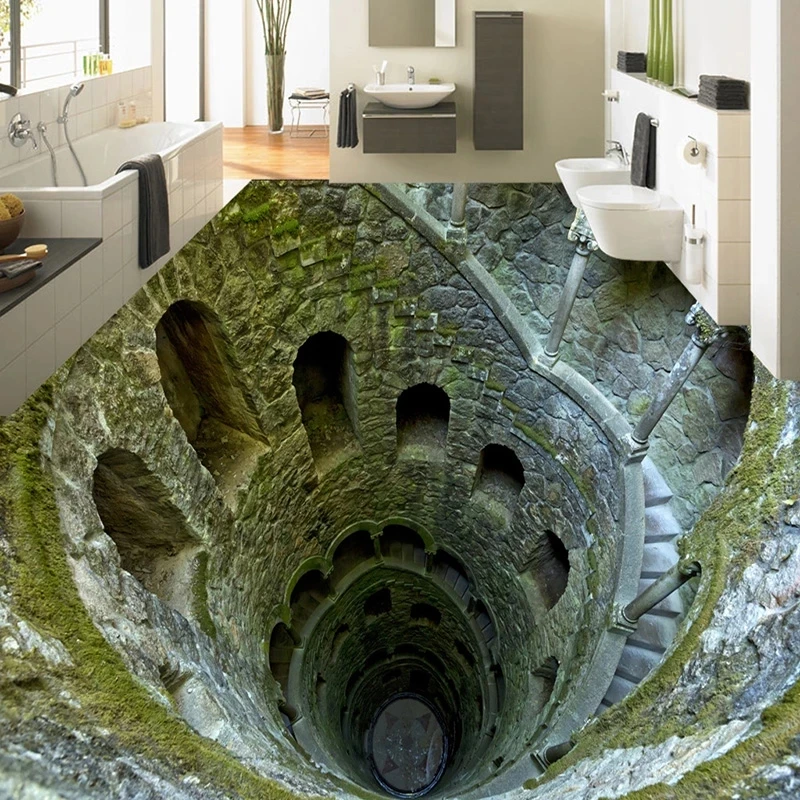 Custom 3D Stereo Super Shock Mine Floor Painting  Mural Self Adhesive Wallpaper Living Room Bathroom Waterproof papel DE parede