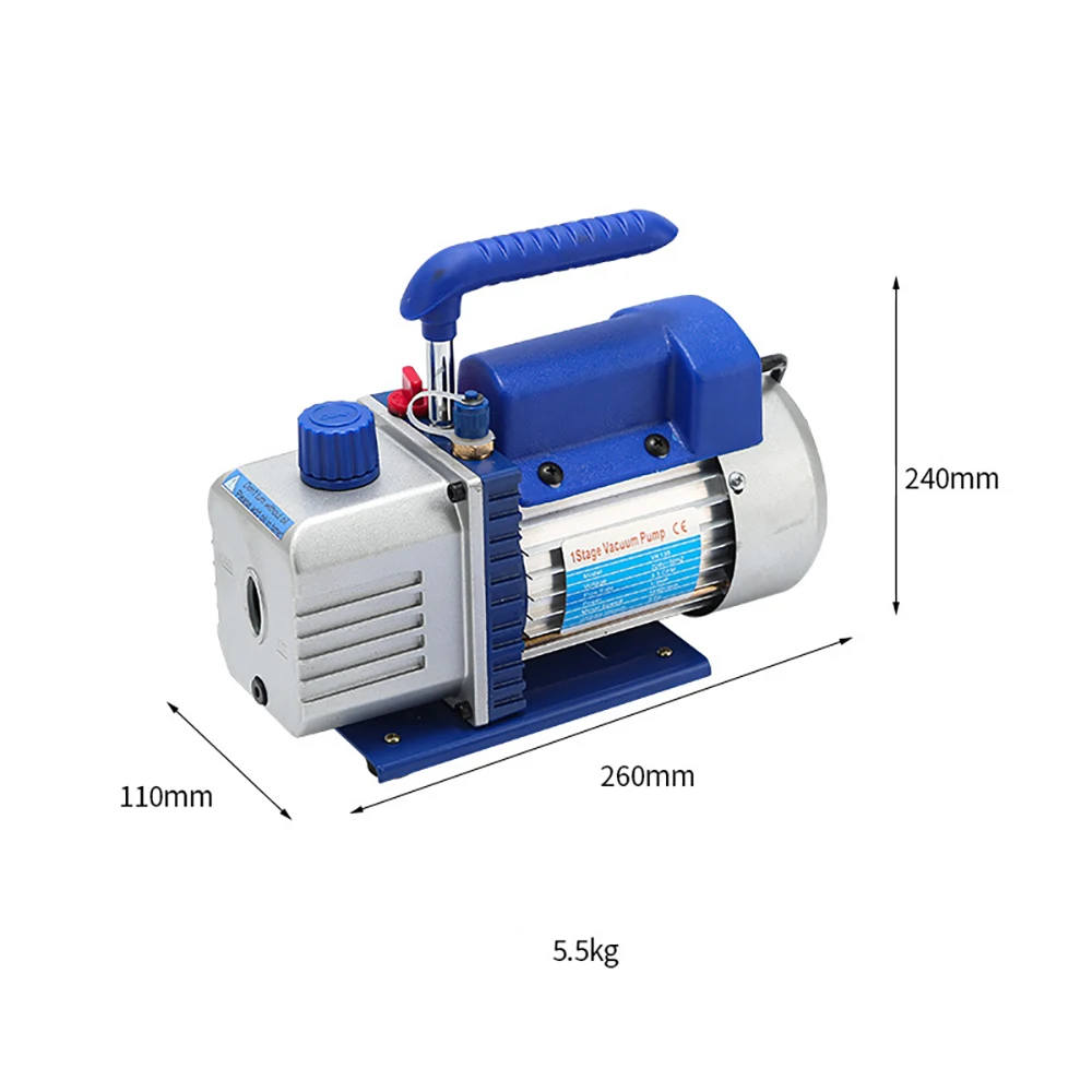 220V Portable Rotary Vane Vacuum Pump Air Conditioner Refrigerator Refrigeration Maintenance Miniature 1 Stage Pump 3CFM 180W