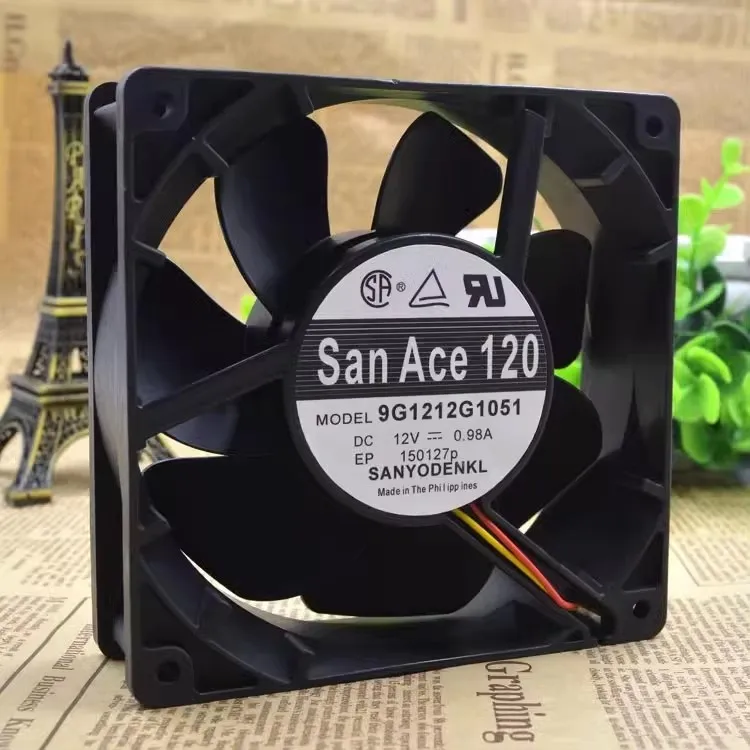 

New 12CM 120 * 120 * 38mm 9G1212G1051 12V 0.98A three wire power supply frequency converter cooling fan