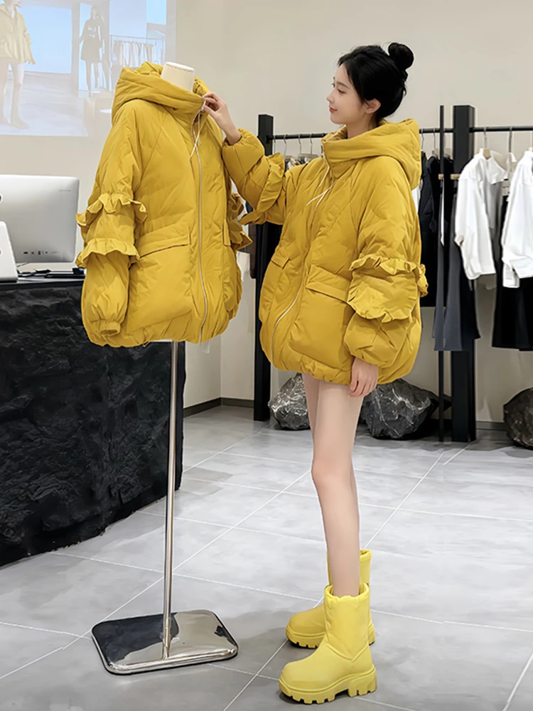 

Faionable Oversized Women's Cotton Jaet 2026 New Design Splicing Lace Trim Slimming Outerwear Korean Sle Commute