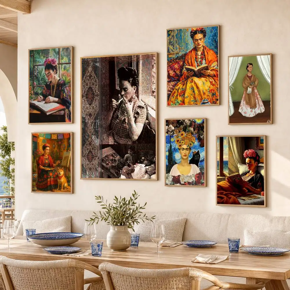 Art F-Frida K-Kahlo  Waterproof Self-Adhesive Wall Poster for Bedroom Living Room Home Decor