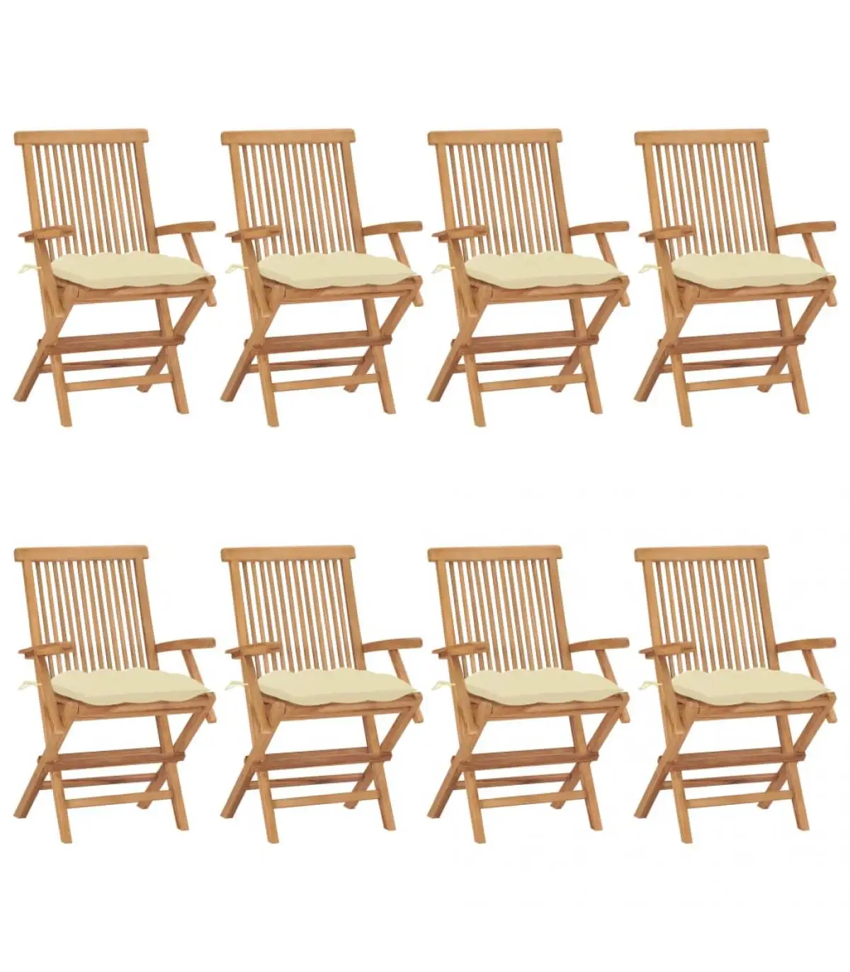 Garden chairs garden chairs 8 Pcks solid teak wood with cream cushions